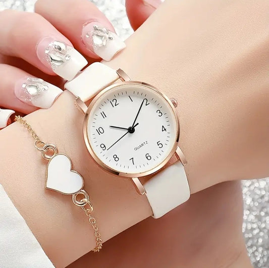ELEGANT FAUX LEATHER STARP WHITE WATCH