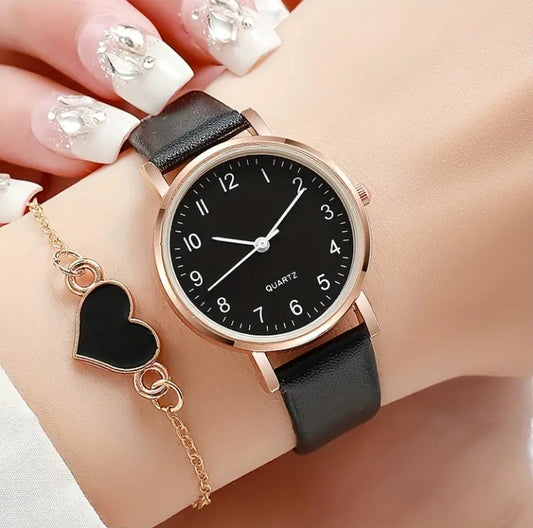 ELEGANT FAUX LEATHER STARP BLACK WATCH