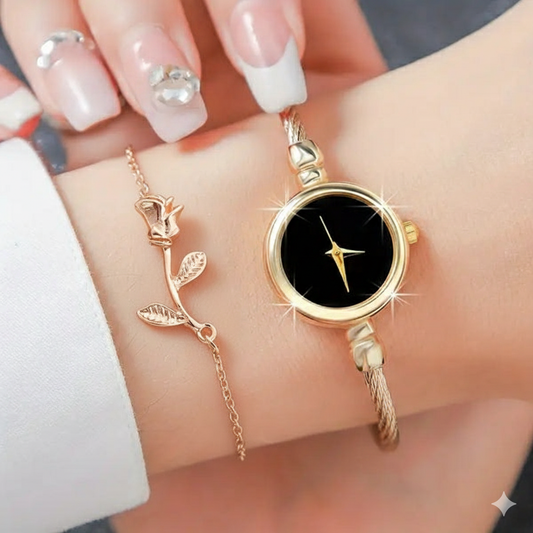 ELEGANT ROUND DESIGN BLACK WATCH